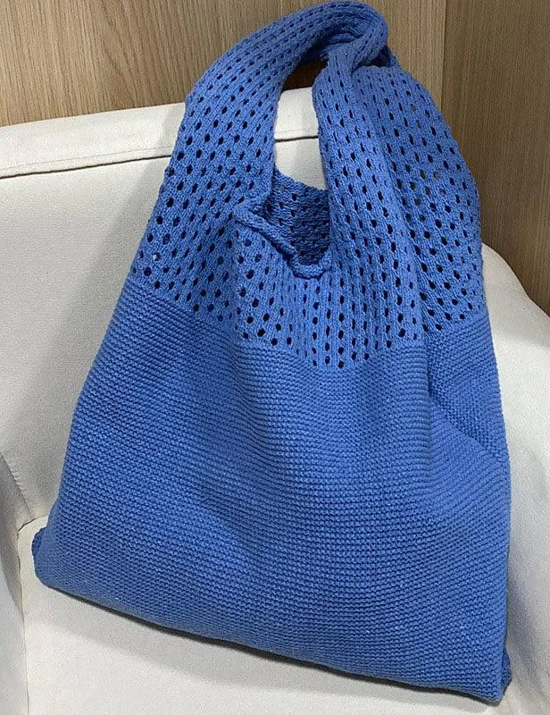 Ladies Knit Solid Color One Shoulder Tote Bag SKAB4111