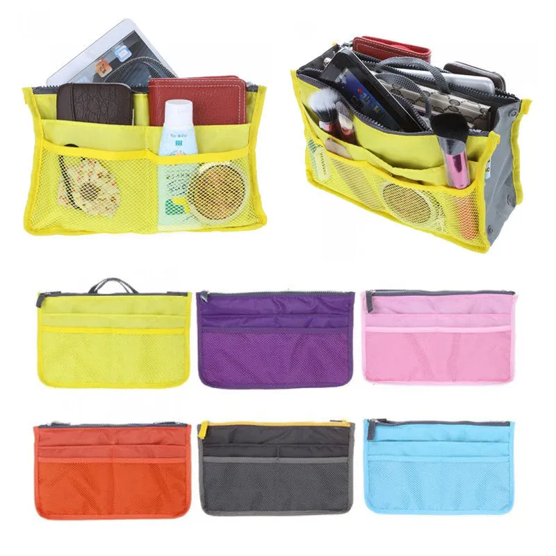 Lady's Multi Functional Organizer Travel Bag Handbag Purse Insert with Pockets Storage Makeup Cosmetic Bag Cases Box