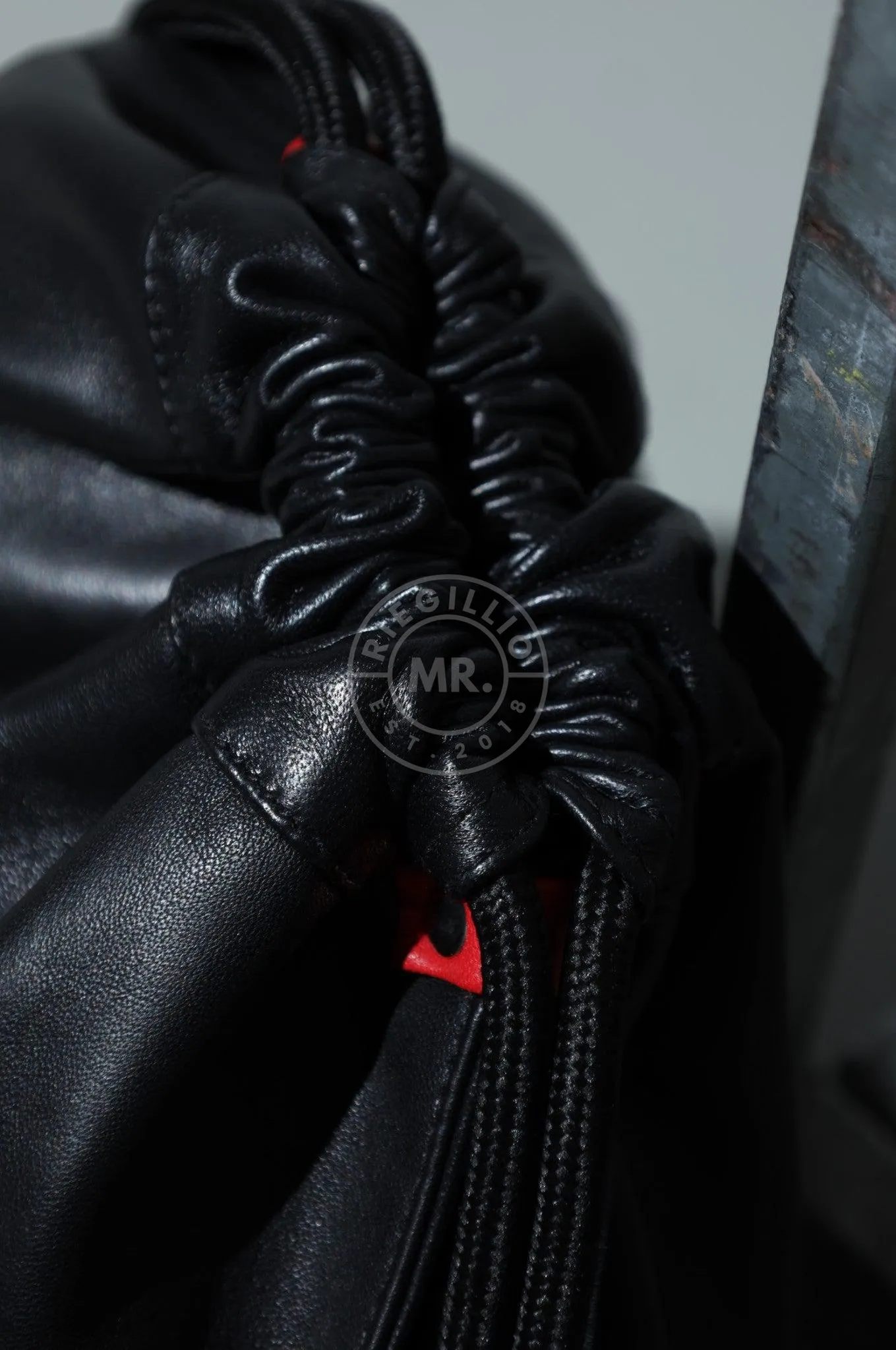 Leather Backpack Black - Red Touch