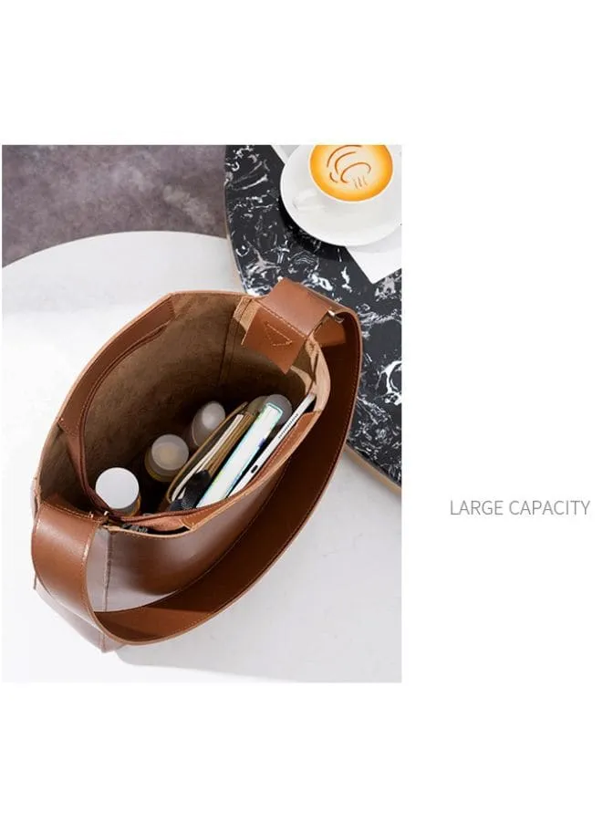 Leather Bucket Bag for Women with a Small Purse inside, 2pc