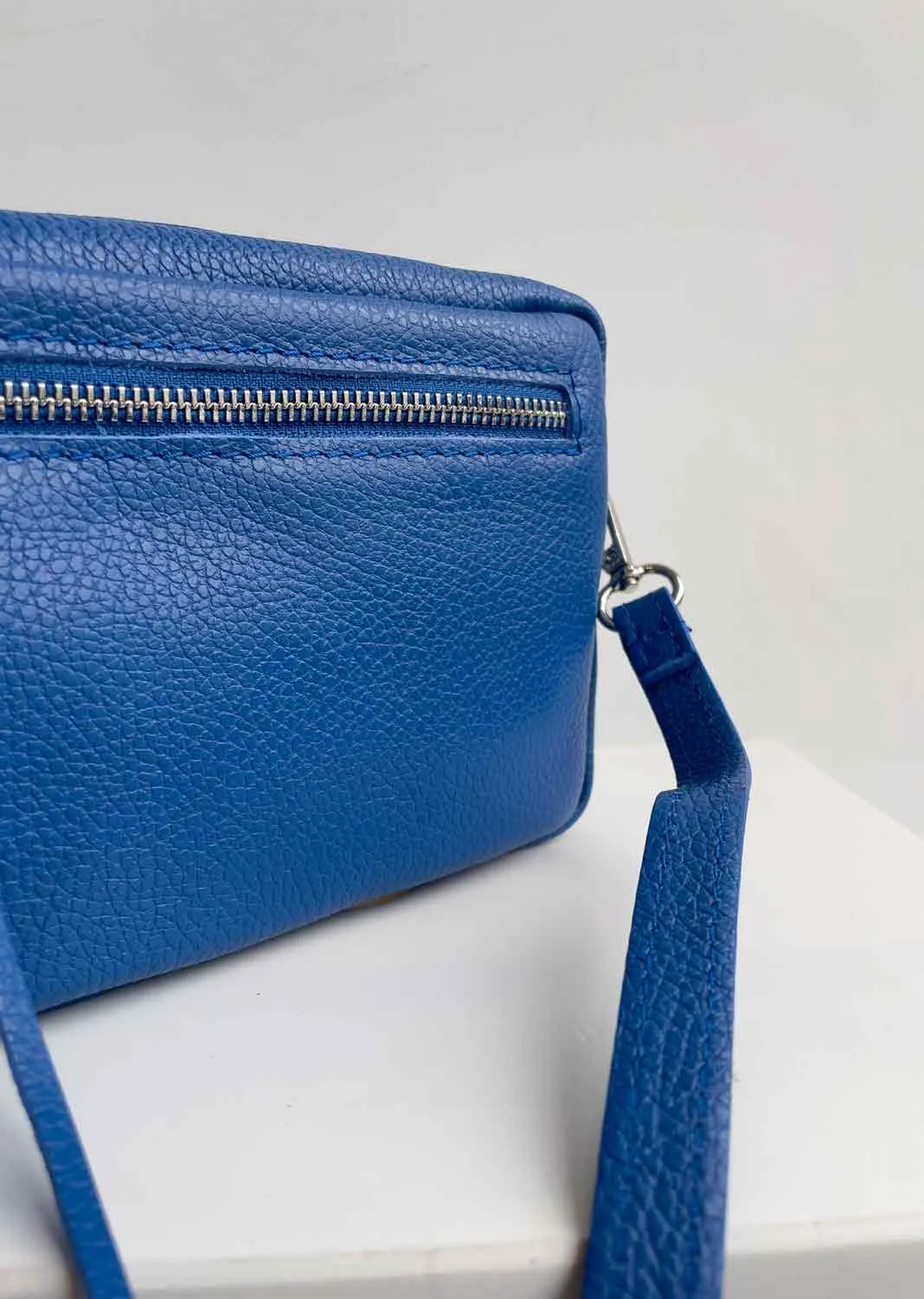 Leather Camera Bag - Blue