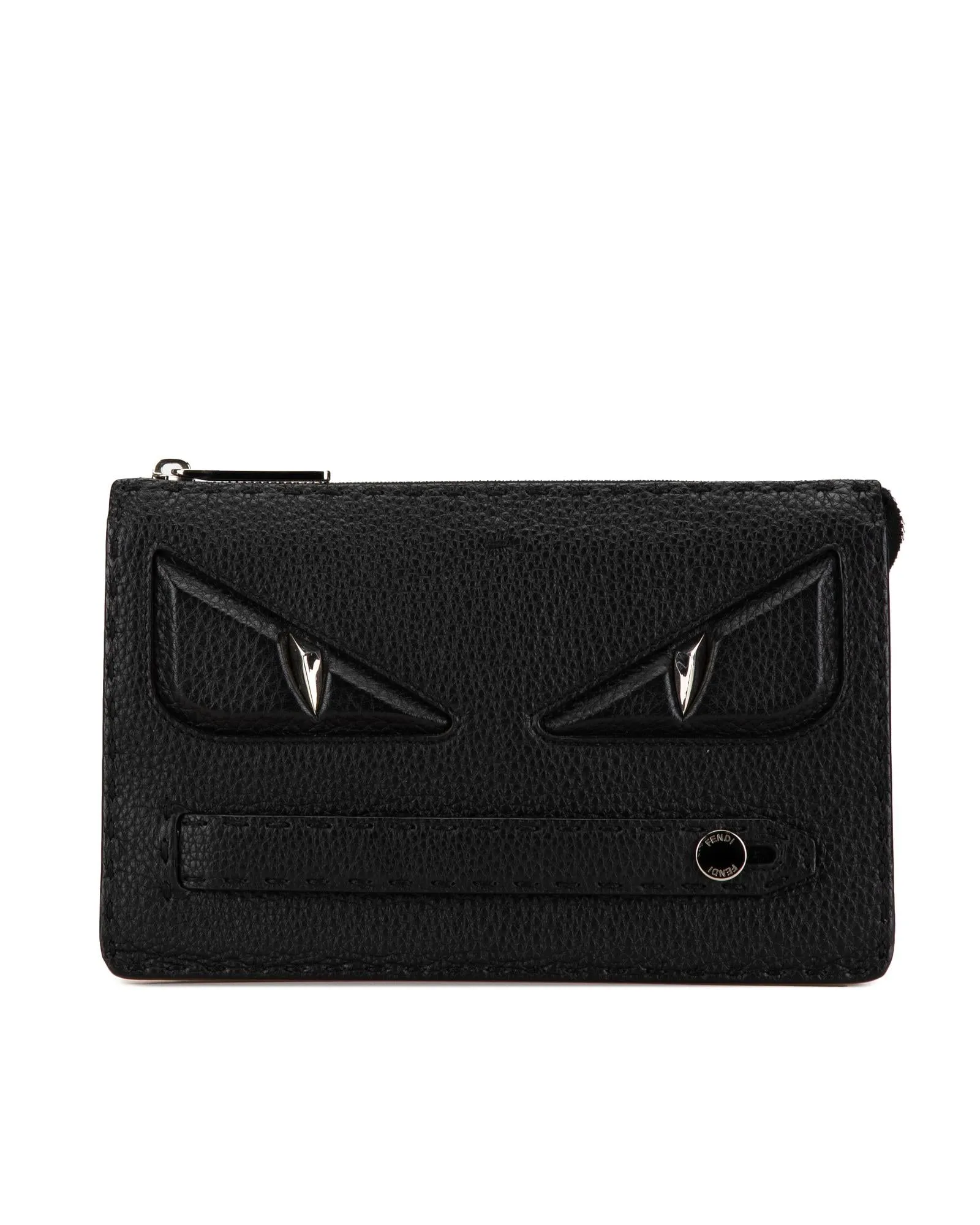 Leather Selleria Monster Clutch with Top Zip Closure and Interior Slip Pockets