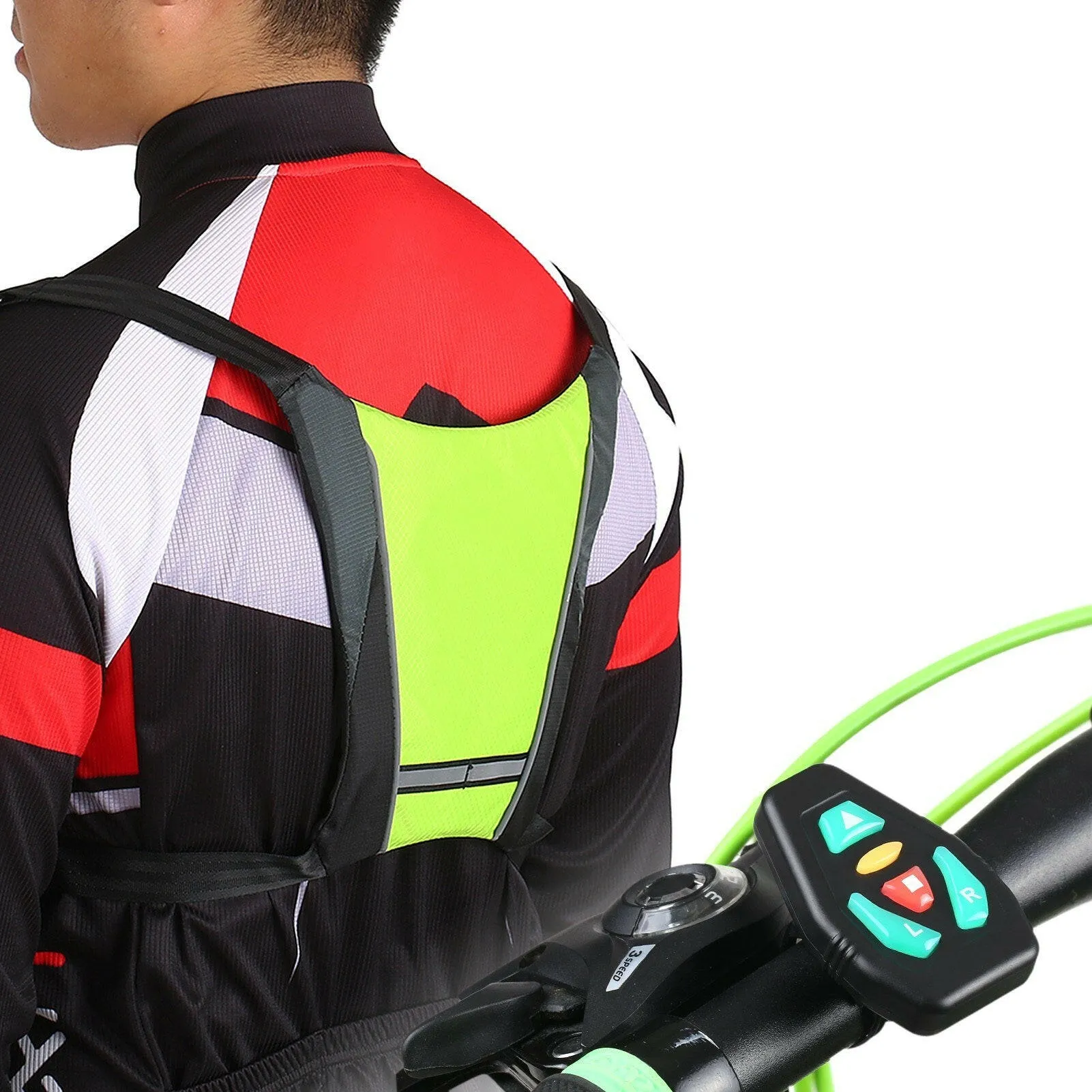 LED Turn Signal Bike Pack USB Rechargeable Reflective Vest Backpack with Direction Indicator Safety LED Backpack Wireless Remote Control Bicycle Bag Sports Vest Ultralight Riding Bag