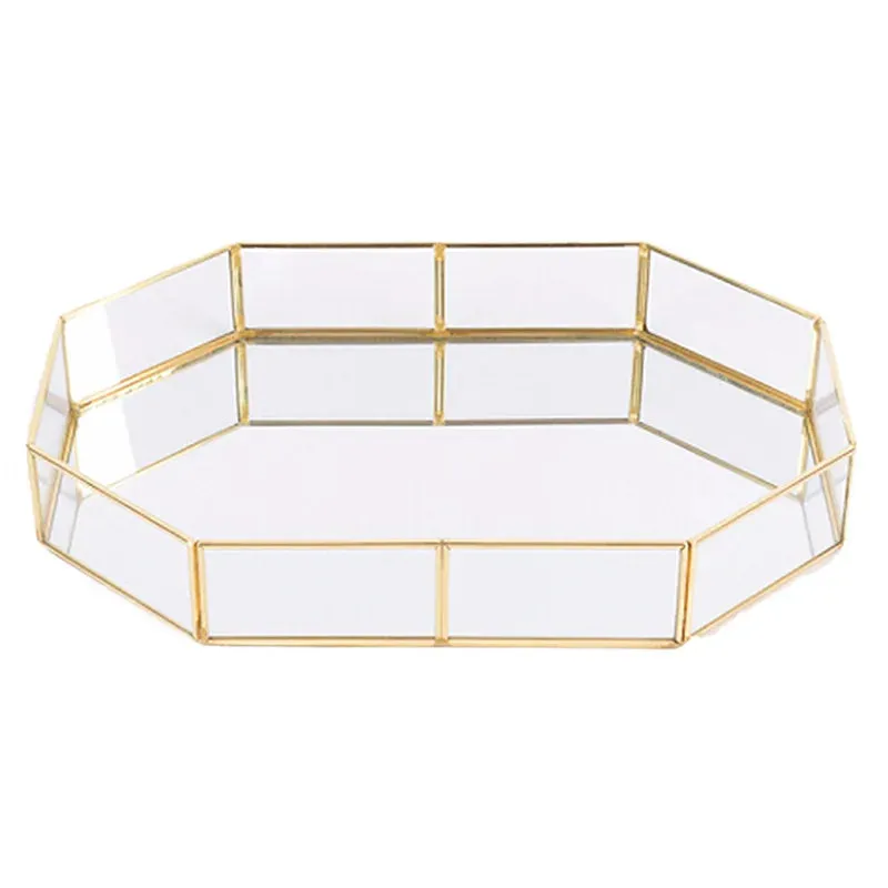 Light Luxury Glass Storage Box Jewelry Cosmetics Desktop Storage Tabletop Earring Display Cosmetic Perfume Organizer Guest Tray