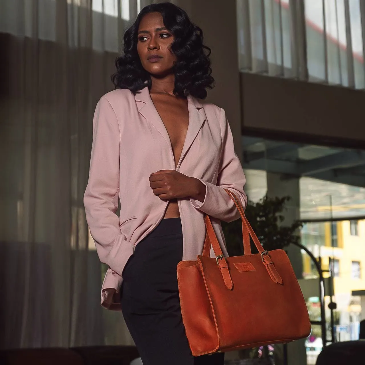 Lioness Women's Briefcase: Rust Brown