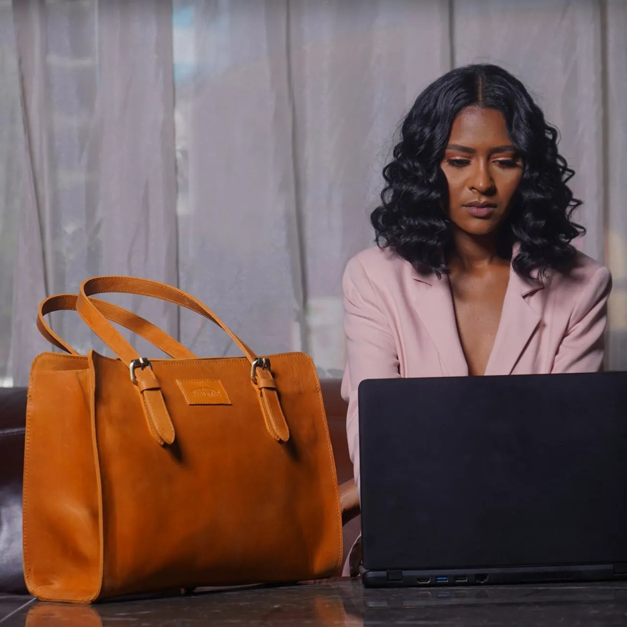 Lioness Women's Briefcase: Rust Brown