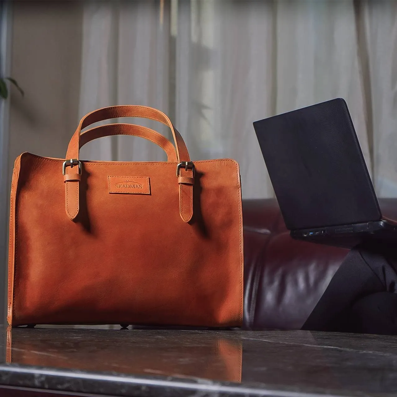 Lioness Women's Briefcase: Rust Brown