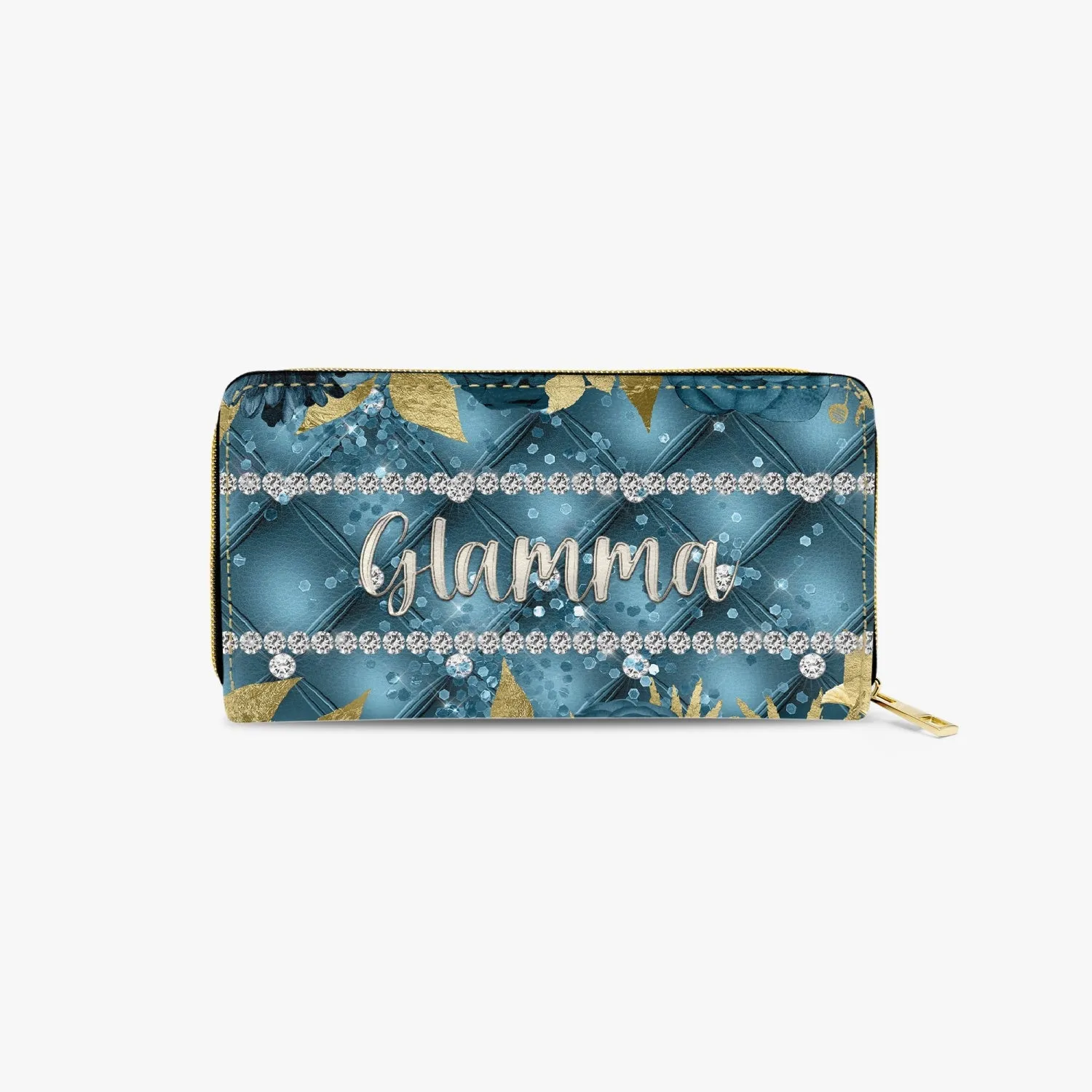 Long Type Zipper Purse - Teal Floral - Glamma