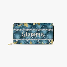 Long Type Zipper Purse - Teal Floral - Glamma