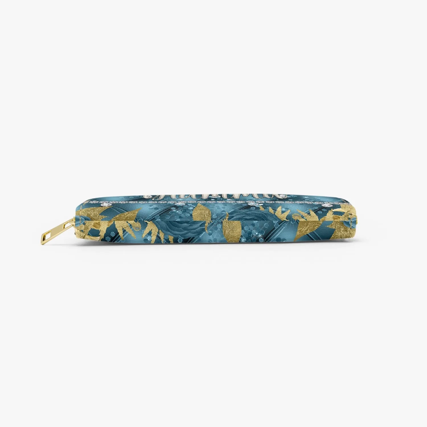 Long Type Zipper Purse - Teal Floral - Glamma