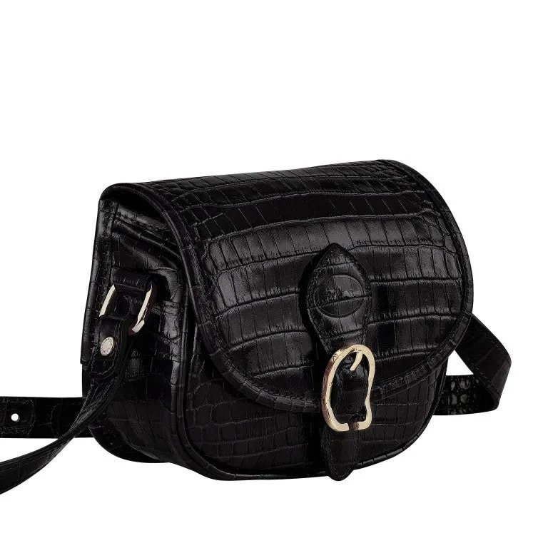 Longchamp - 1980 Crossbody Croco Bag in Black