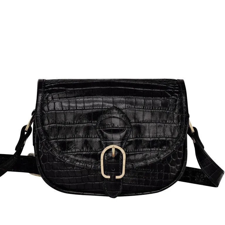 Longchamp - 1980 Crossbody Croco Bag in Black