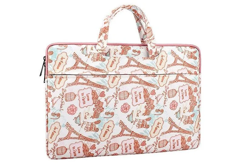 Love In Paris Designed Laptop Bag- Pink