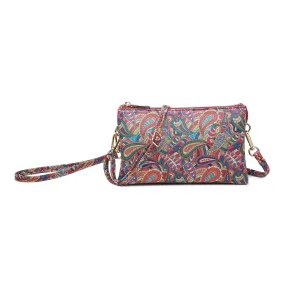 M013PAI(MLT1) Paisley 3 Compartment Crossbody Bag