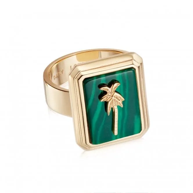 Malachite Palm 18ct Gold Plated Ring WR06_GP