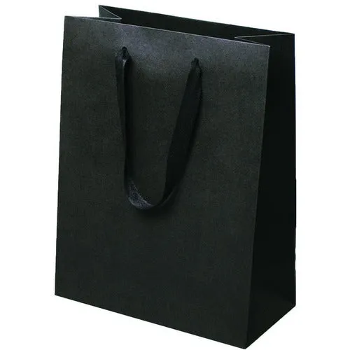 Manhattan Twill Handle Shopping Bags-Black- 10.0 x 5.0 x 13.0