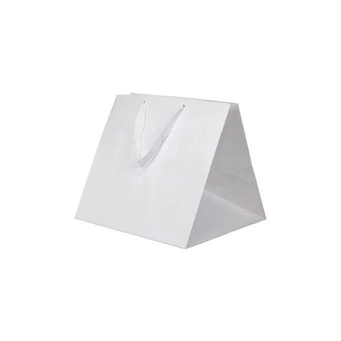 Manhattan Twill Handle Shopping Bags-White-Wide Gusset - 12.5 x 12.0 x 12.0