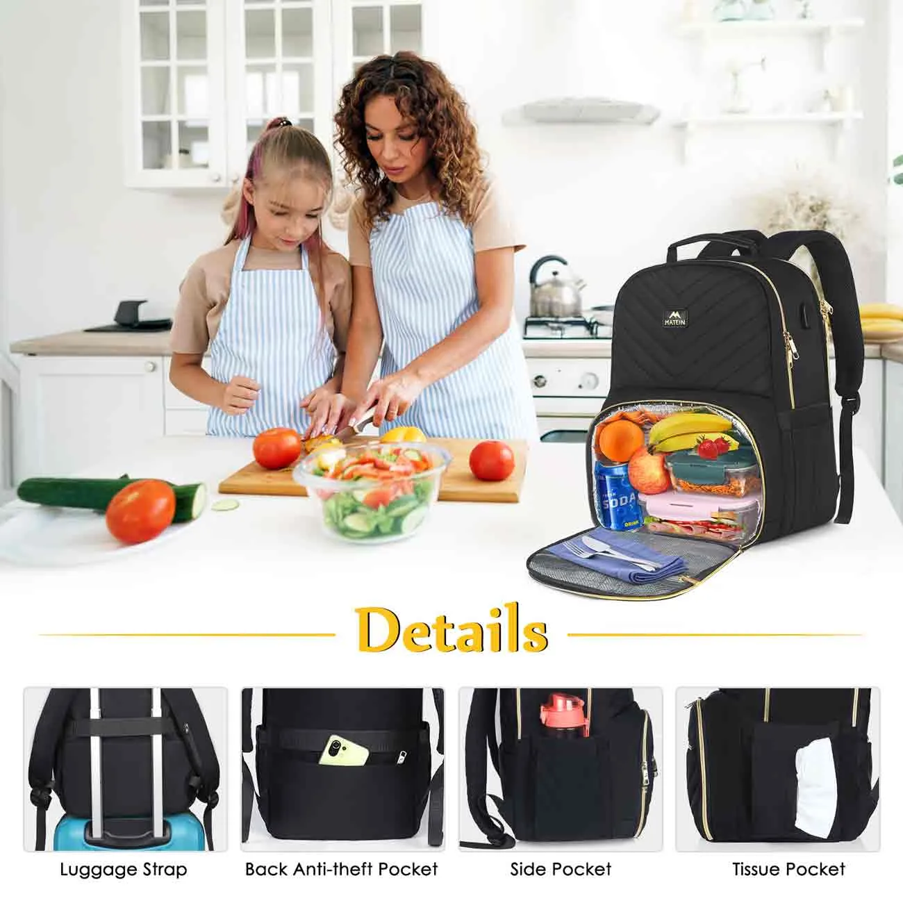 Matein Women Backpack with Lunch Box