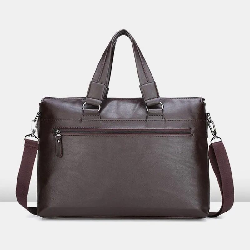 Men 14 Inch Laptop Bags Crossbody Bag Shoulder Handbags Briefcase Vintage PU Leather Messenger