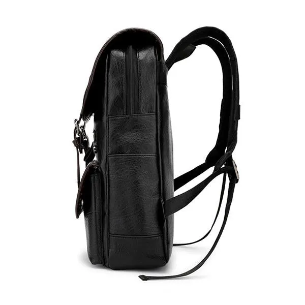 Men Anti-theft Large Capacity PU Leather Backpack Casual Vintage Shoulder Bag