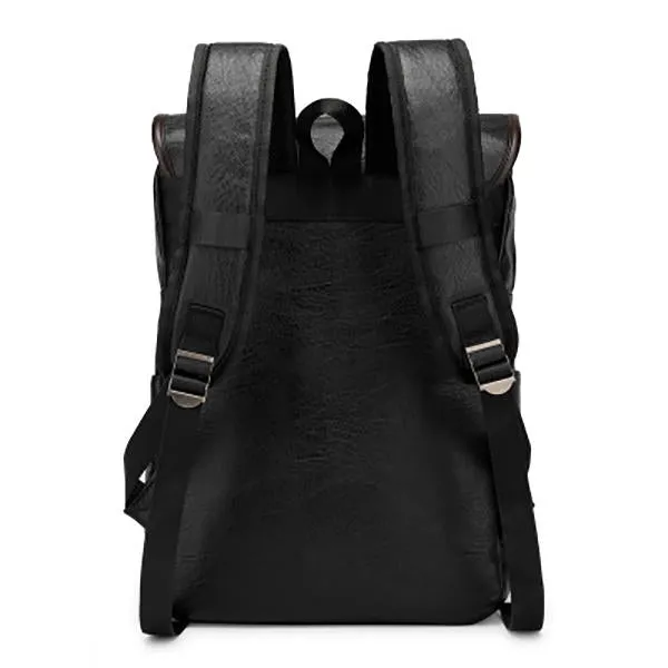 Men Anti-theft Large Capacity PU Leather Backpack Casual Vintage Shoulder Bag