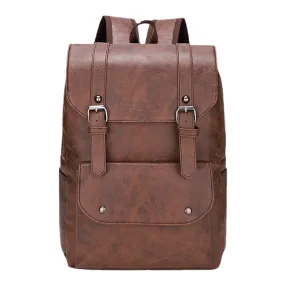 Men Double Arrow Shape Back Breathable Soft Leather Backpack Large Capacity Waterproof 14 Inch Laptop Bag Travel