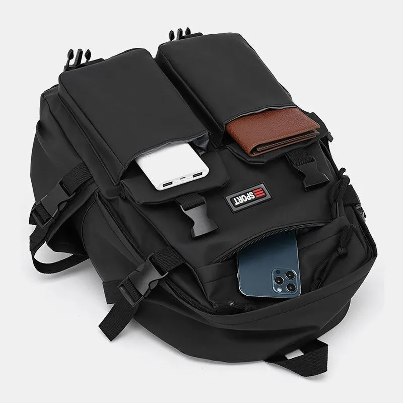 Men Portable Multi-pocket Waterproof Backpack Casual 15.6 Inch Laptop Bag Wearable Shoulder Bag With Shoe Pendant