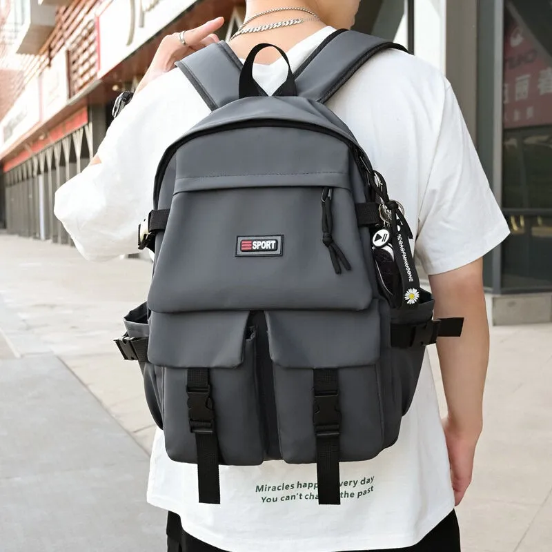 Men Portable Multi-pocket Waterproof Backpack Casual 15.6 Inch Laptop Bag Wearable Shoulder Bag With Shoe Pendant