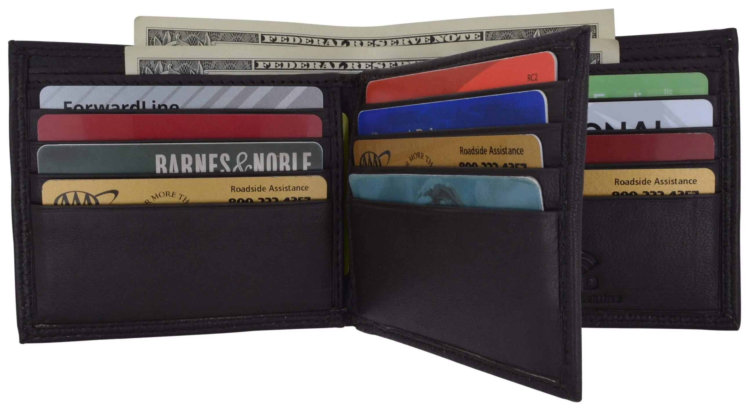 Men's RFID Blocking Premium Leather Bifold Multi-Card Compact Center Flip Wallet by Swiss Marshall