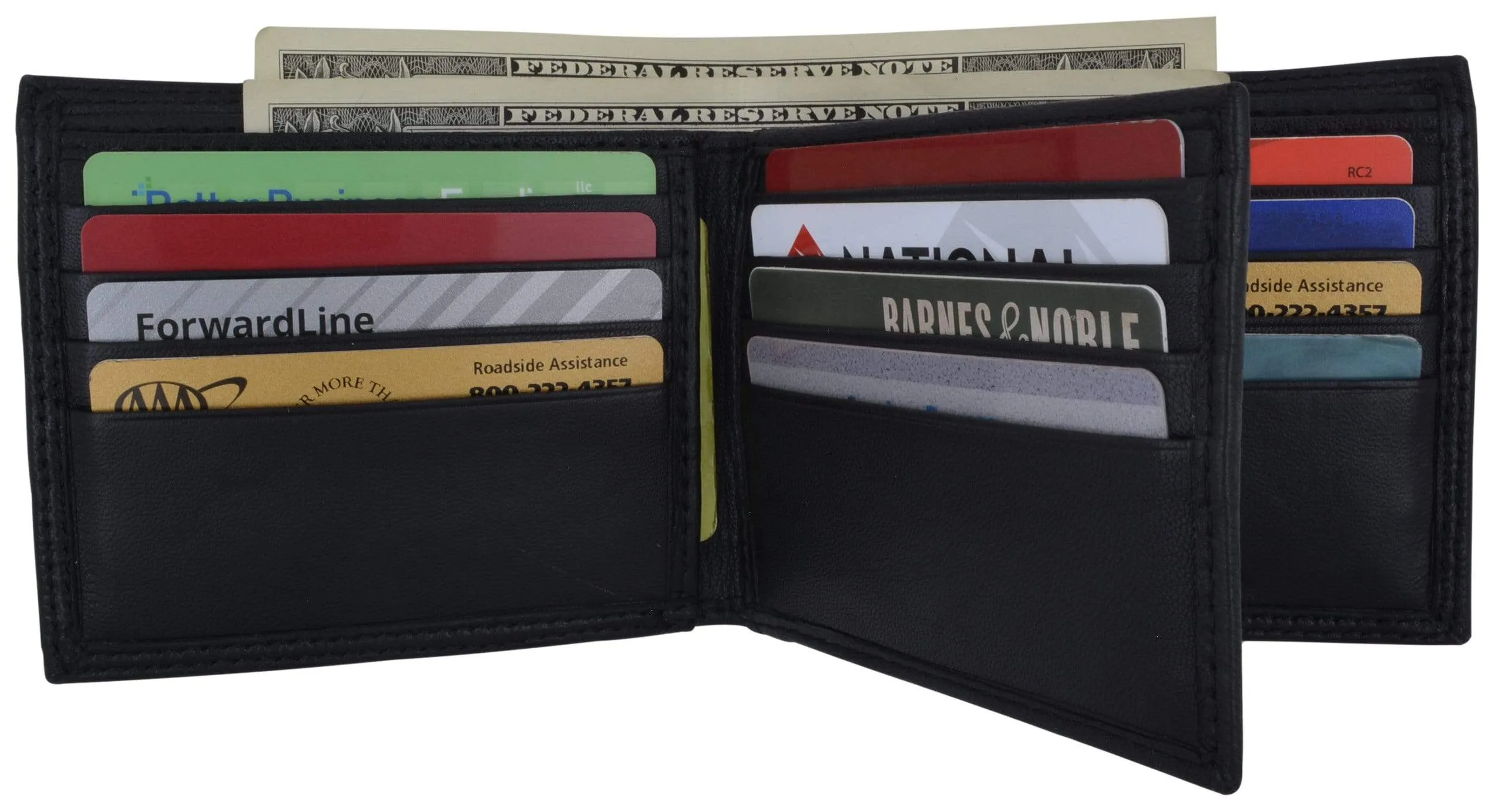 Men's RFID Blocking Premium Leather Bifold Multi-Card Compact Center Flip Wallet by Swiss Marshall