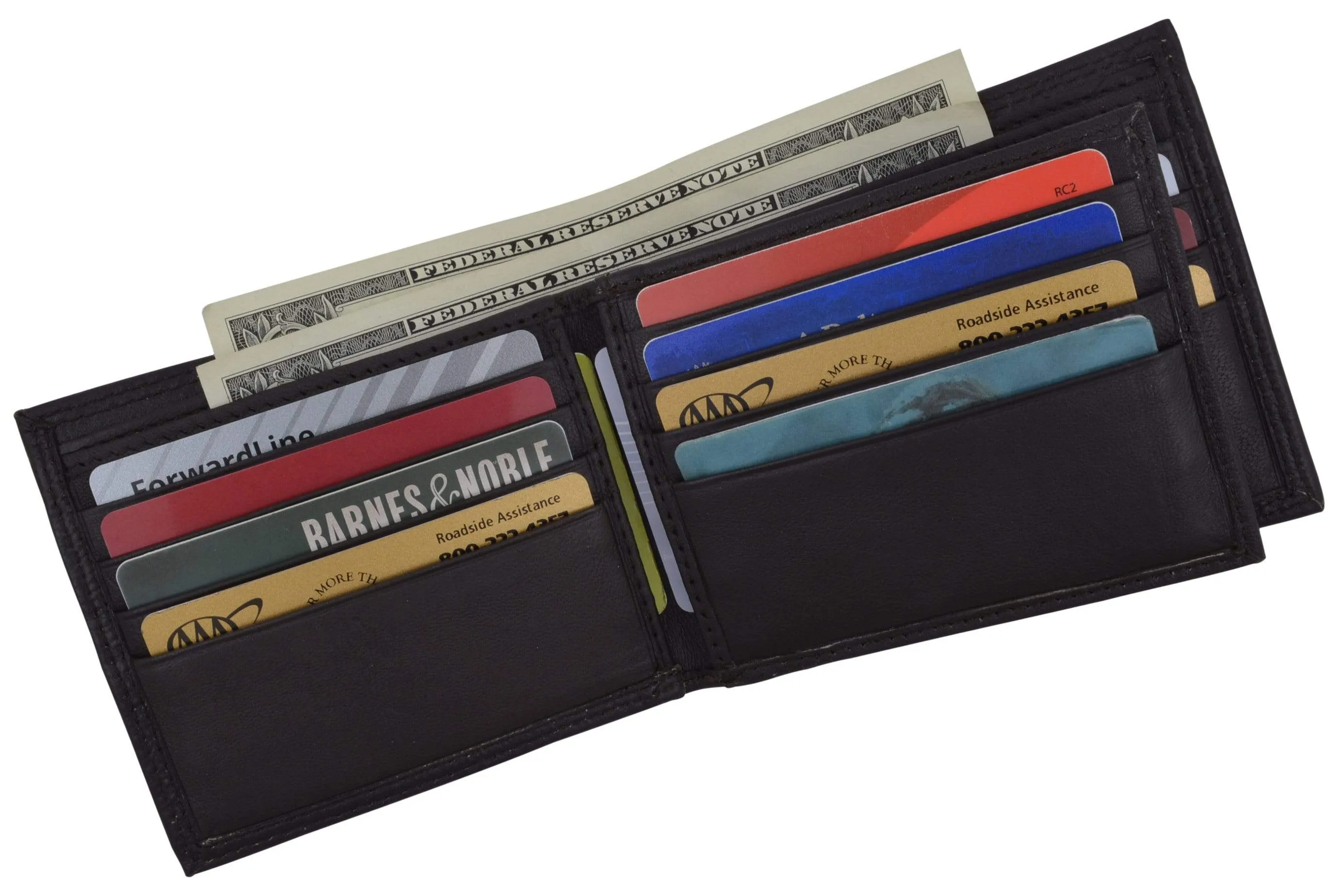 Men's RFID Blocking Premium Leather Bifold Multi-Card Compact Center Flip Wallet by Swiss Marshall