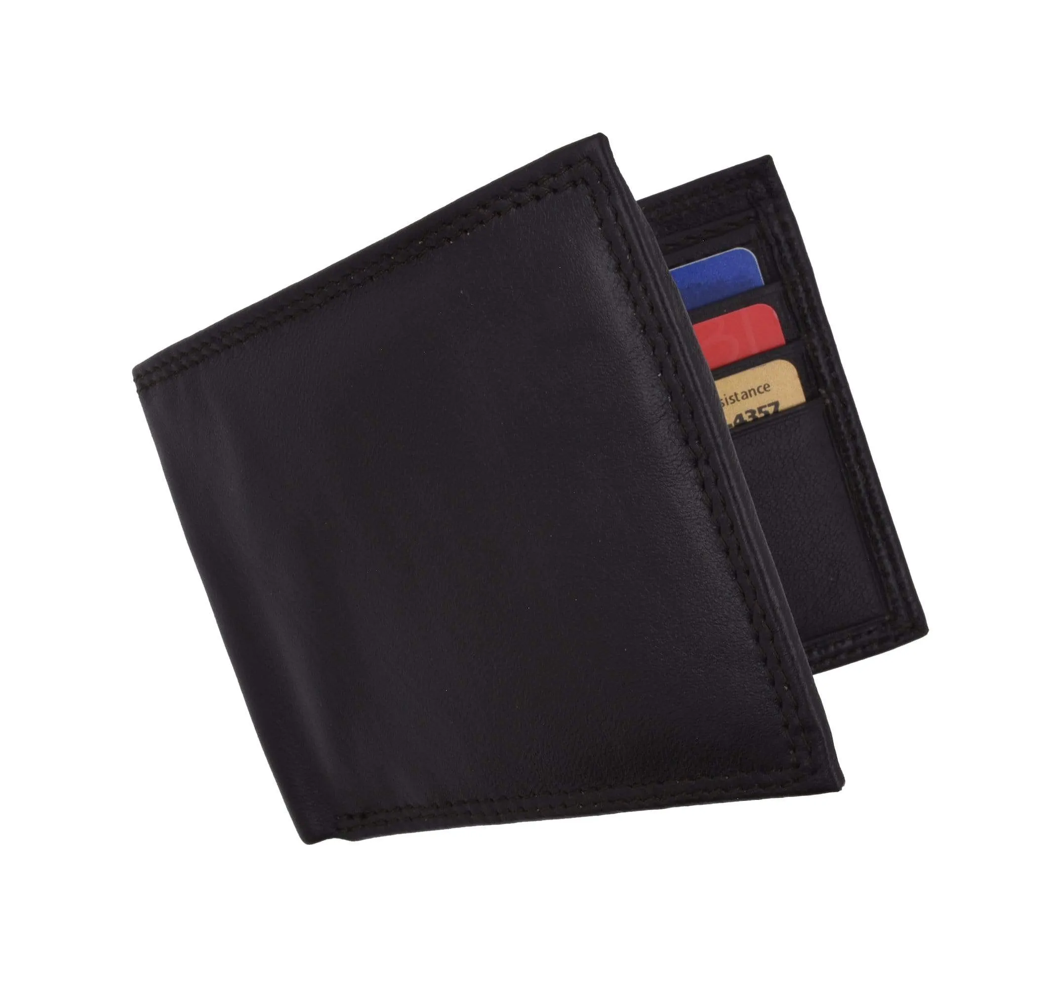 Men's Slim Bifold RFID Blocking Premium Genuine Leather Credit Card ID Wallet by Swiss Marshall