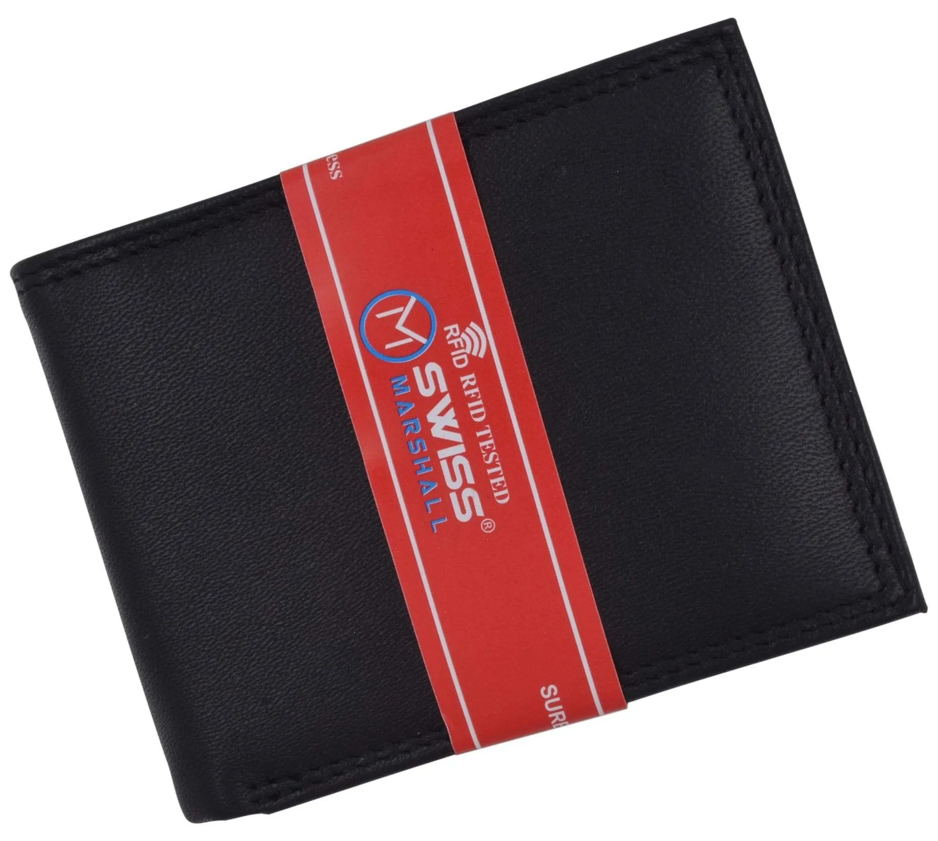 Men's Slim Bifold RFID Blocking Premium Genuine Leather Credit Card ID Wallet by Swiss Marshall