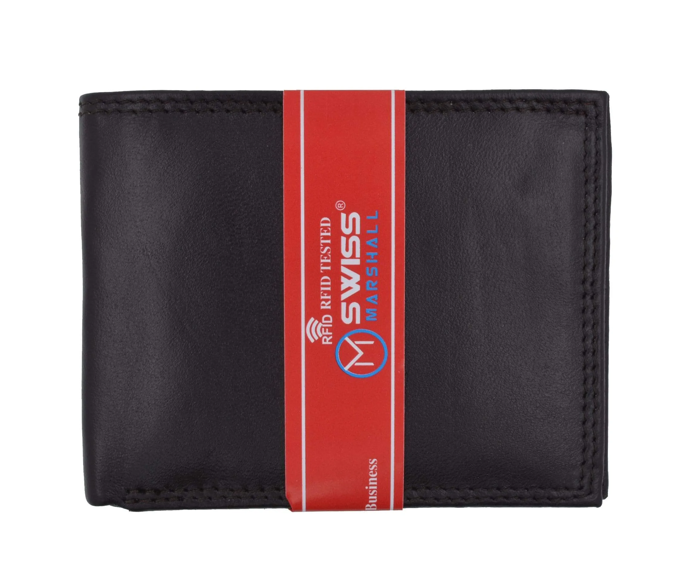 Men's Slim Bifold RFID Blocking Premium Genuine Leather Credit Card ID Wallet by Swiss Marshall