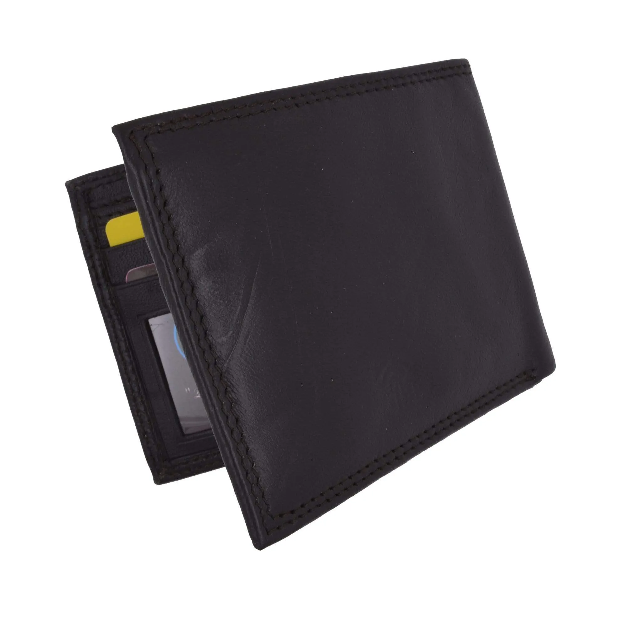 Men's Slim Bifold RFID Blocking Premium Genuine Leather Credit Card ID Wallet by Swiss Marshall