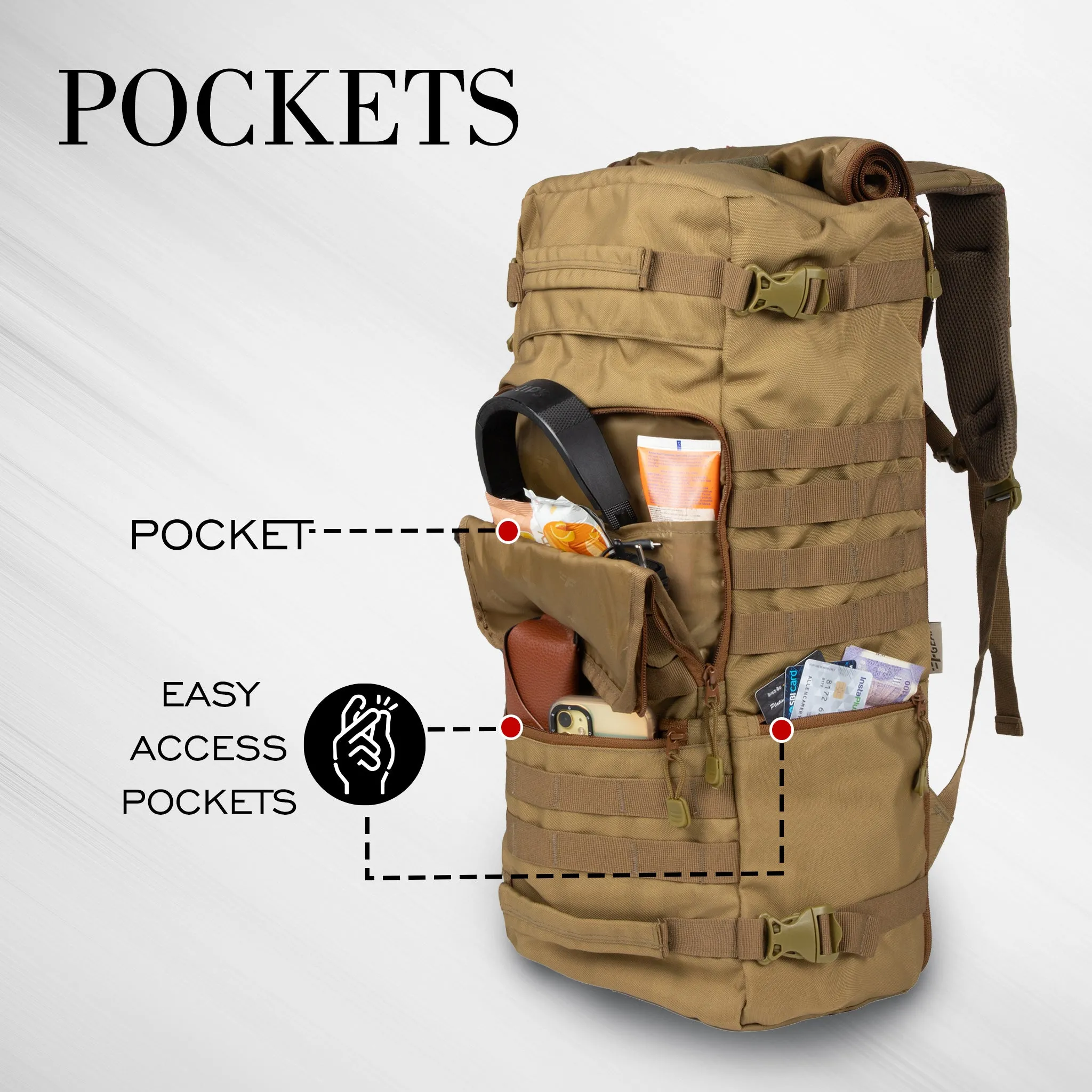 Military Garrison 36L Khaki Rucksack