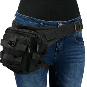 Milwaukee Leather MP8841 Black Textile Conceal and Carry Tactical Thigh Bag with Waist Belt