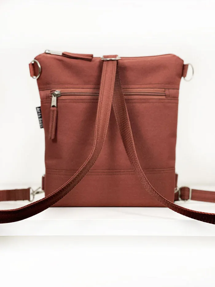 Minimalist Rust Brown Convertible Backpack