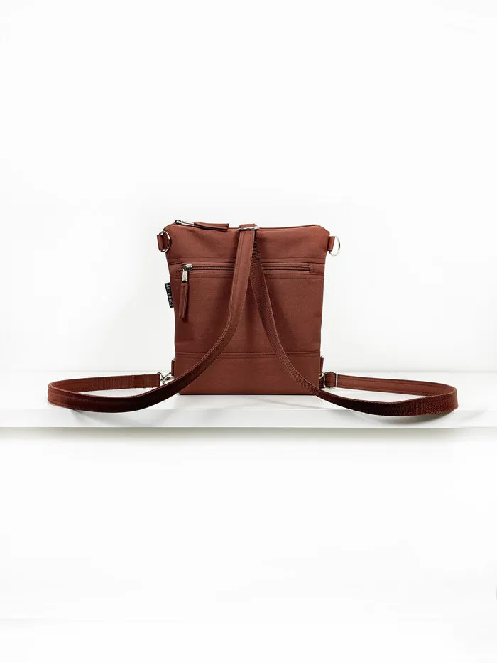 Minimalist Rust Brown Convertible Backpack