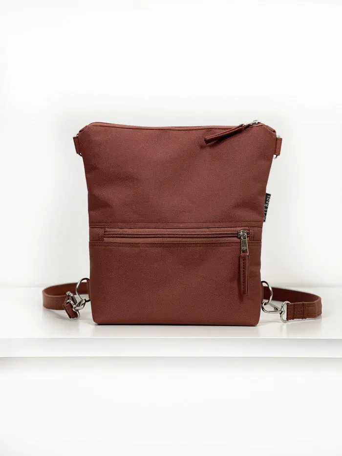 Minimalist Rust Brown Convertible Backpack