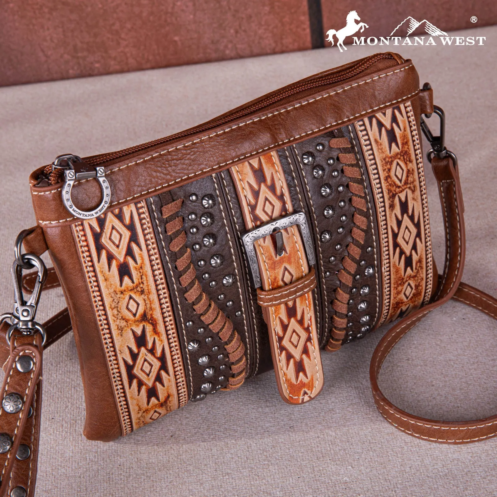 MW1134-181 Montana West Aztec Buckle Collection Clutch/Crossbody