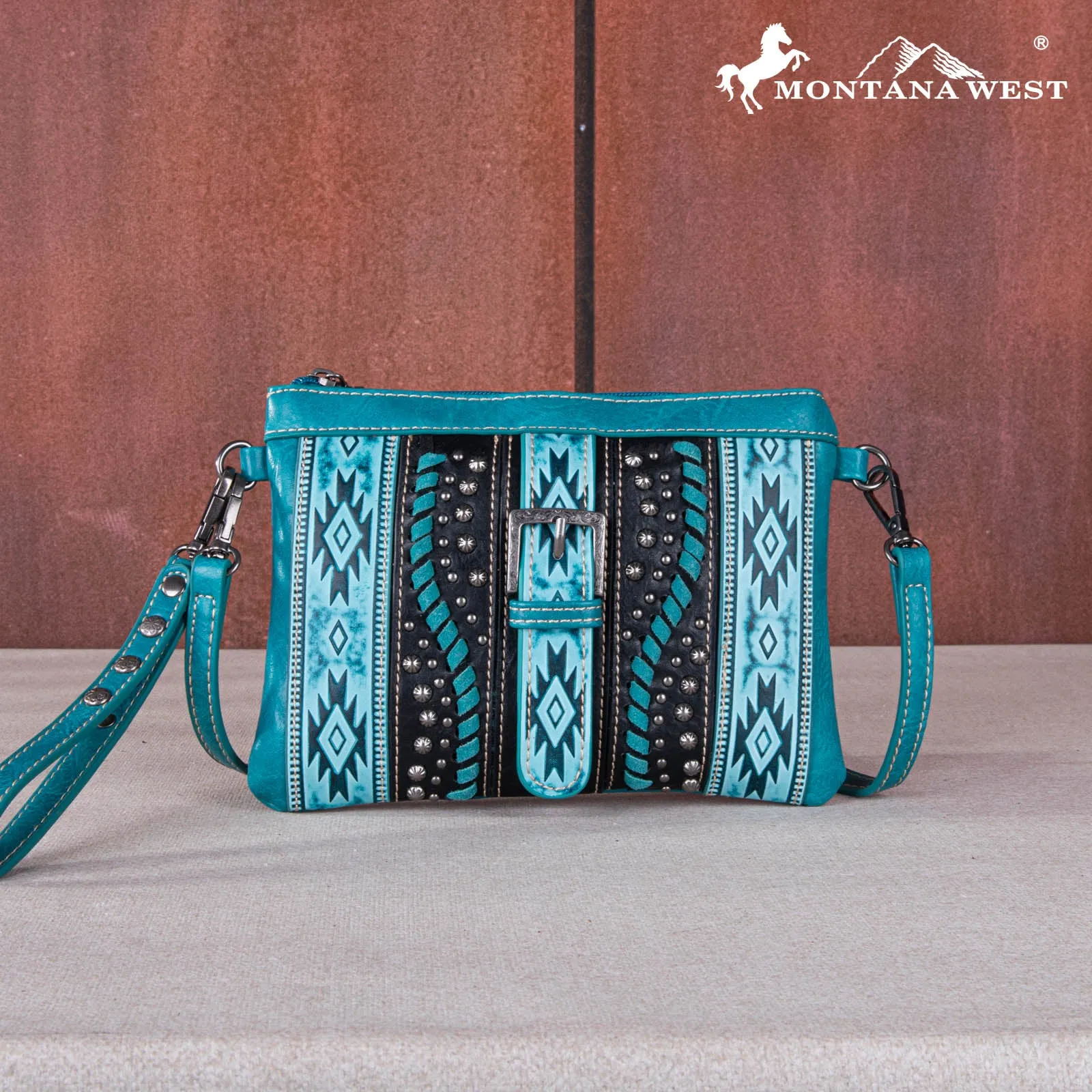 MW1134-181 Montana West Aztec Buckle Collection Clutch/Crossbody