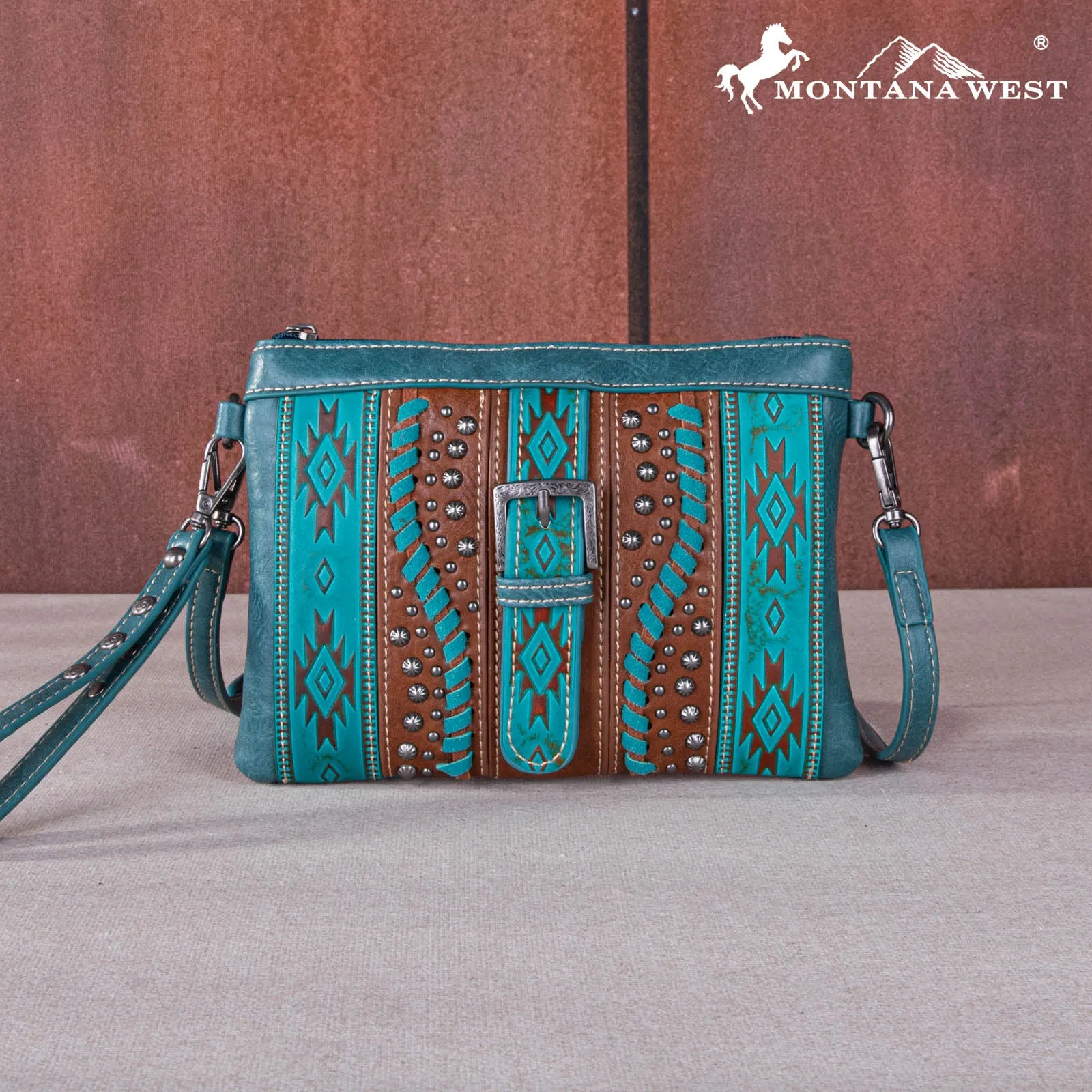 MW1134-181 Montana West Aztec Buckle Collection Clutch/Crossbody