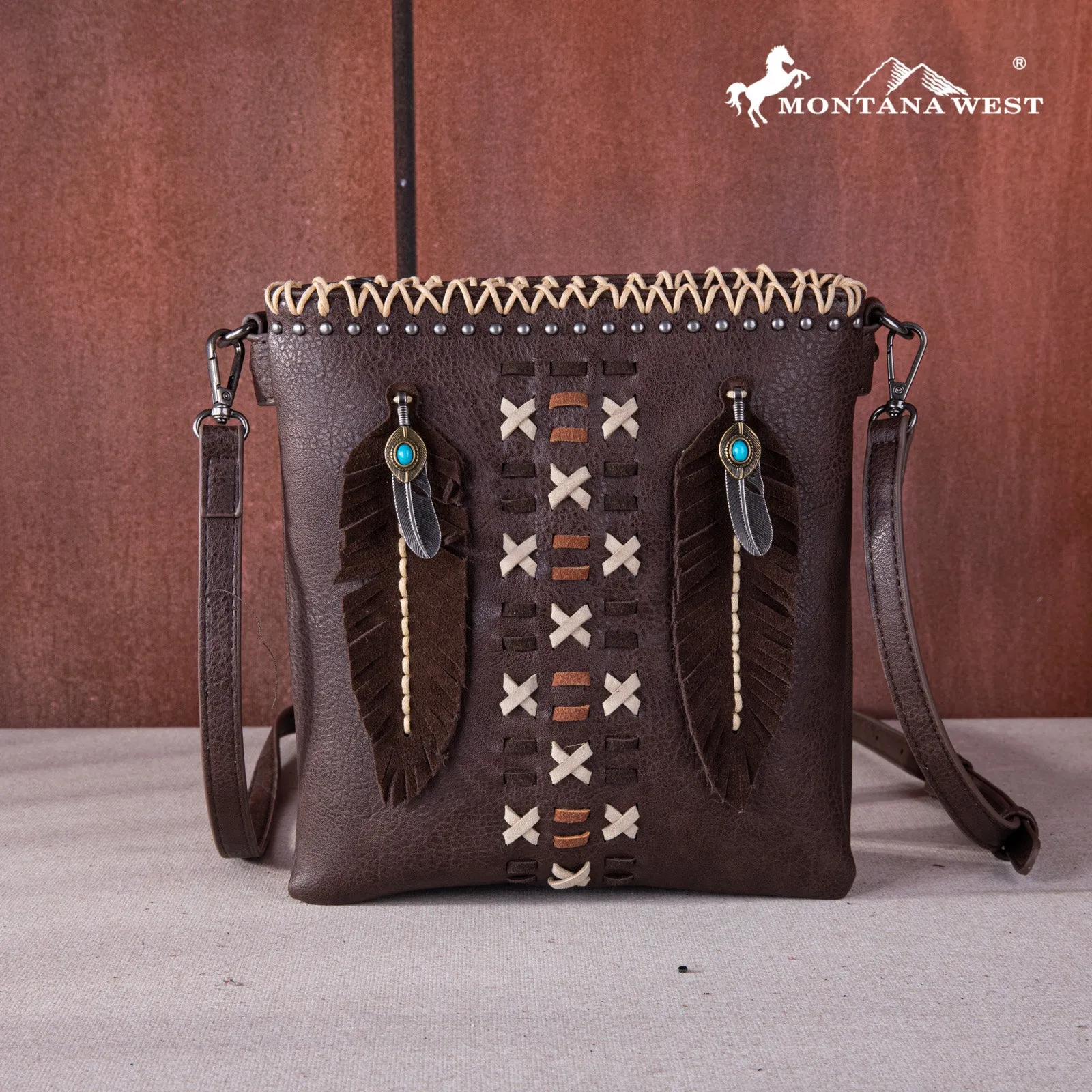 MW1259G-9360  Montana West Feather Collection Concealed Carry Crossbody