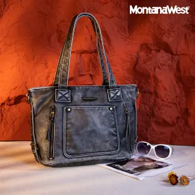 MWC-224 Montana West Stone Wash Tote - Black