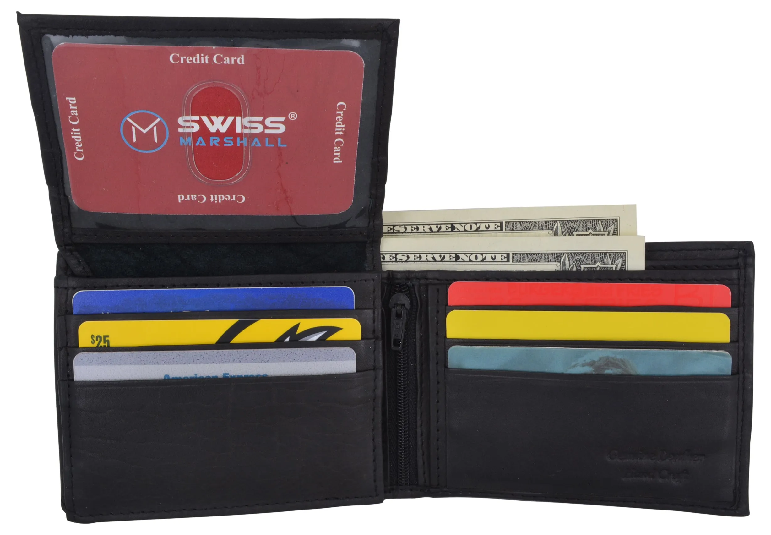 New Swiss Marshall Bifold Men's RFID Premium Leather Card ID Holder Wallet