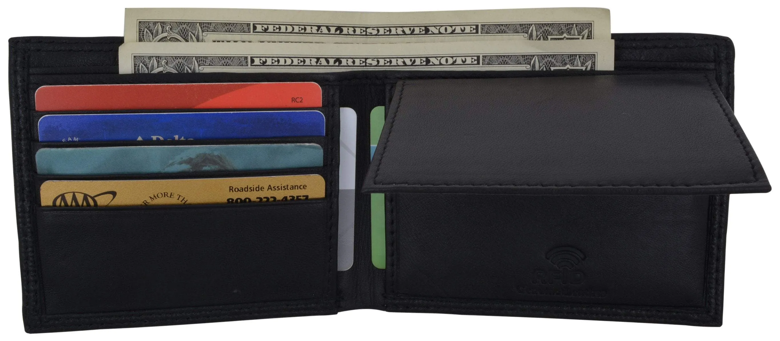 New Swiss Marshall Premium Leather Bifold Men's RFID Blocking Removable Credit Card ID Holder Wallet