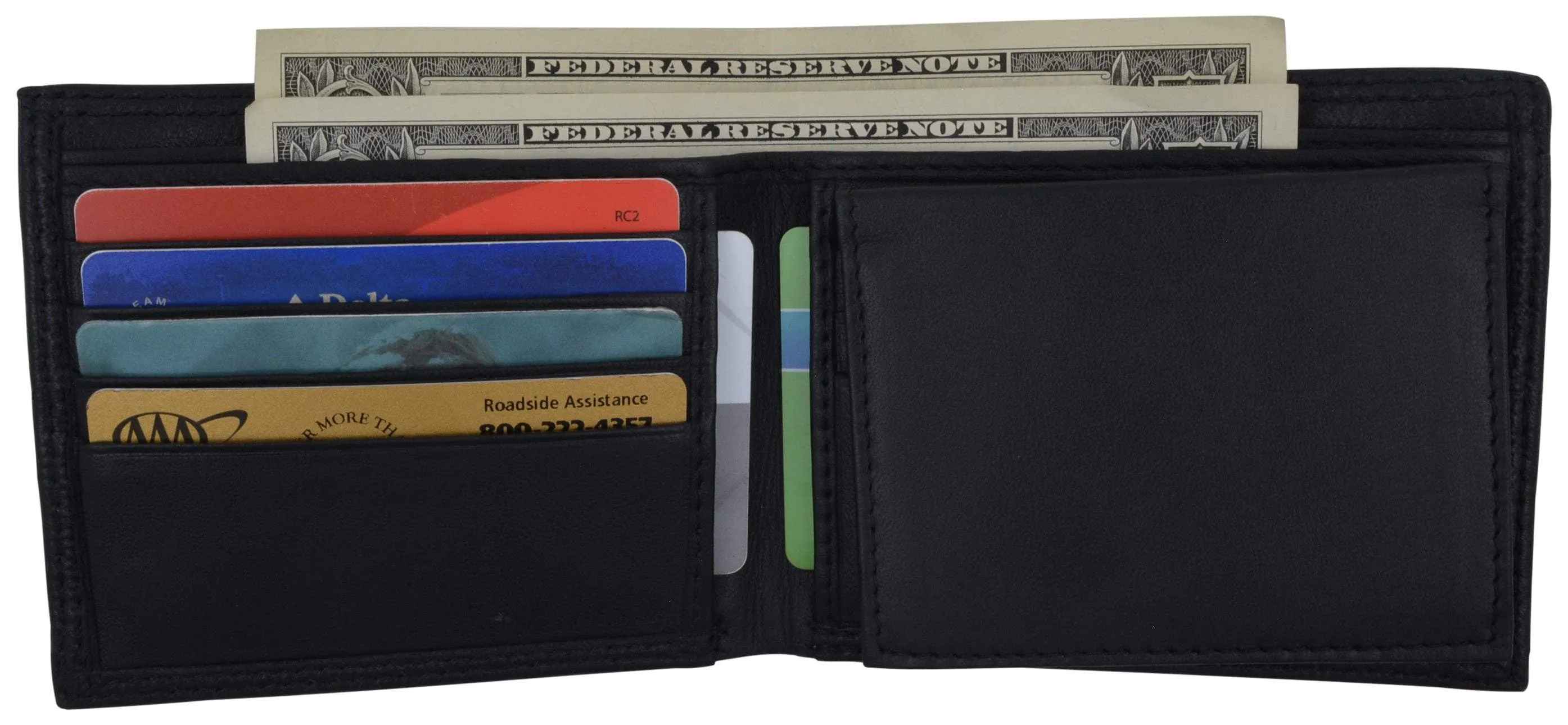 New Swiss Marshall Premium Leather Bifold Men's RFID Blocking Removable Credit Card ID Holder Wallet