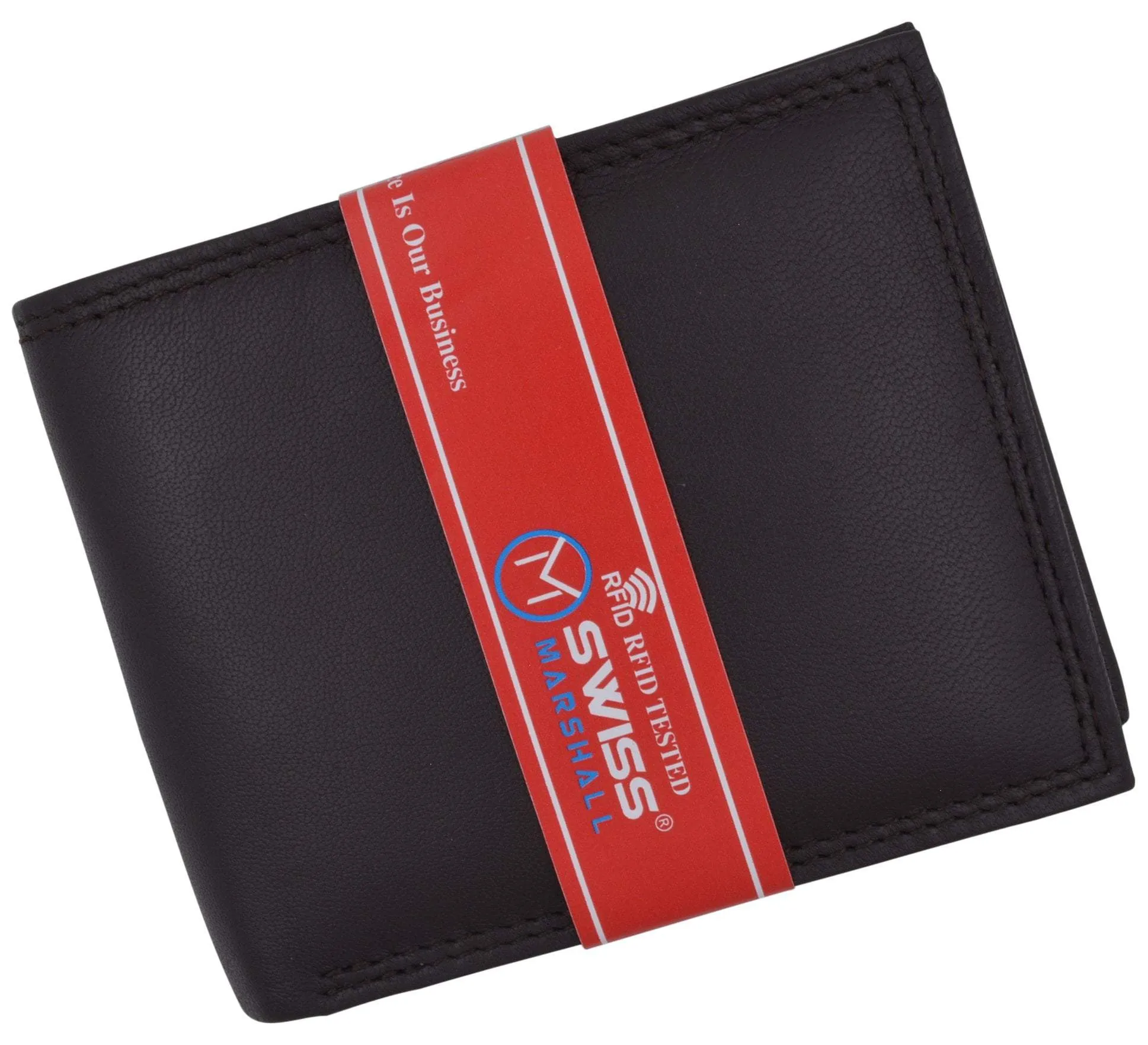 New Swiss Marshall Premium Leather Bifold Men's RFID Blocking Removable Credit Card ID Holder Wallet