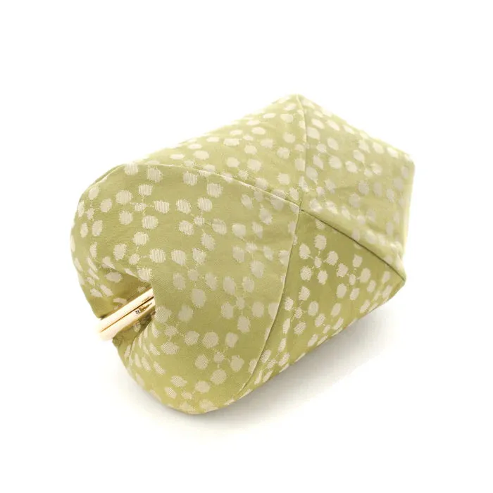 Nishijin-ori Small Pouch - Plum Blossom / Muted Greenish Yellow -, Made in Kyoto, Japan, Cosmetic Pouch, Makeup Pouch, Japanese Gamaguchi Pouch, Travel Toiletry Pouch, Stationery Pouch, Bag organizer, Bag in Bag